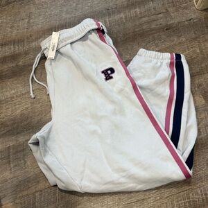 NWT Victoria’s Secret Pink Light Blue Striped Sweatpants - Size XL